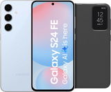 Samsung Galaxy S24 FE 256GB Blauw 5G + Clear View Book Case Zwart